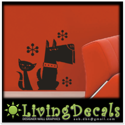 Vinyl Decals Wall Art Stickers - Retro Dog & Cat