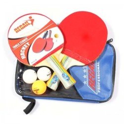 Table Tennis Set 2 Racket + 3 Ball + 1 Racket Pouch Long Handle Shake-hand Ping Pong Paddle