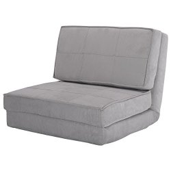 Giantex Fold Down Chair Flip Out Lounger Convertible Sleeper Bed Couch Game Dorm Guest Gray