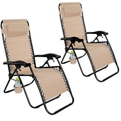 Giantex Folding Zero Gravity Reclining Lounge Chairs Outdoor Beach Patio Yard New 2LIGHT Brown