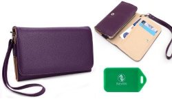 LG LG Nexus 4 LG Mako Universal Ladies Wristlet Wallet In Purple Plus Bonus Neviss Luggage Tag