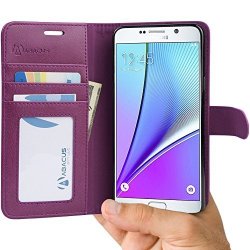 Note 5 Case ABACUS24-7 Samsung Galaxy Note 5 Wallet With Flip Cover And Stand Purple