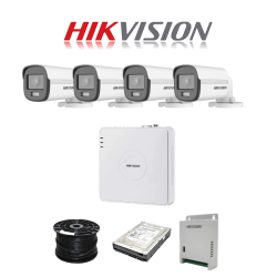 Hikvision 4 Channel 1080P Colorvu Kit With Audio Cameras 500GB 100M RG59 - Full House - Upgrade To 8CH Dvr & Psu