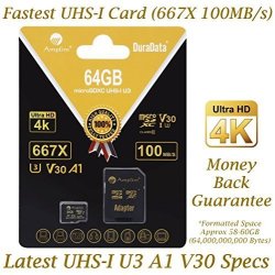 64GB Micro Sd Sdxc V30 A1 Memory Card Plus Adapter Pack Class 10 U3 Uhs-i Microsd Xc Extreme Pro Amplim 64 Gb Ultra High