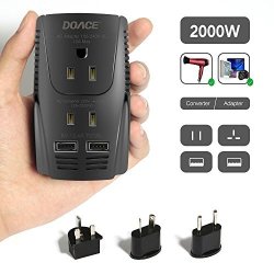 DOACE 2018 Upgraded C11 2000W Travel Converter For Hair Dryer Straightener Iron Set Down 220V To 110V International Voltage Transformer With 2-PORT USB Charging