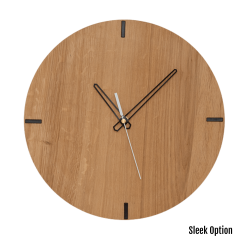Mika Wall Clock In Oak - 300MM Dia Clear Varnish Sleek White Second Hand