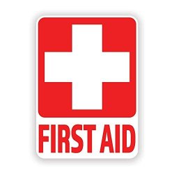 4-PACK First Aid Vinyl Decal Sticker 4-INCH By 3-INCH Premium Quality Vinyl Decal Laminated With Uv Protective Laminate PD2732