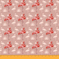 Soimoi Decorative Flamingo Bird Print 58" Wide Cotton Voile Fabric 1 Yard-light MAUVE|CV-MIN-BRD2C