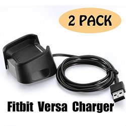 Finenic Fitbit Versa Charger Replacement USB Charging Cable Dock For New Fitbit Versa Smartwatch 2 Pack