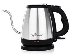 Cordless Stainless Steel Electric Kettle Gooseneck Easy Flow Spout Built In Thermometer For Accurate Heat Level 1000W Fast Heat Up & Automatic Shutoff Pour