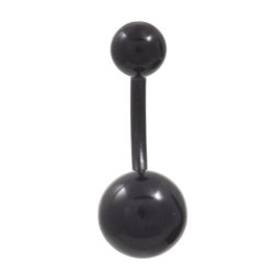 Transparent Double Uv Ball Navel Ring Flexible Bar Belly Button Piercing Jewelry - Black