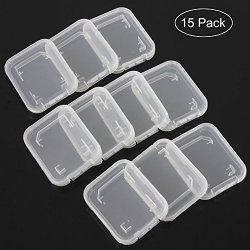Nuomi 15PCS Sd sdhc Memory Card Case Holder Standard Sd Plastic Storage Boxes Clear Compact