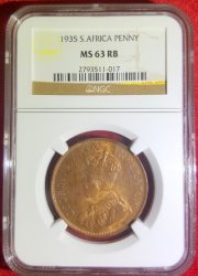 1935 1 D Ngc Graded Ms63 Rb