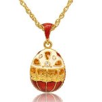 MYD Jewelry Enamel Hollow Design Easter Egg Faberge Egg Pendant Necklace