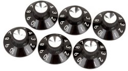Fender Pure Vintage Black And Silver Skirted Amplifier Knobs Pack Of 6