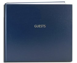 Bookfactory Guest Book 120 Pages Guest Sign-in Book Guest Registry Guestbook - Blue Cover Smyth Sewn Hardbound 8 7 8" X 7" LOG-120-GUEST-A-LBT25