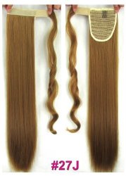 Smile 22INCH Straight Velcro Ponytail Clip In Hair Extensions Color 27J Honey Blonde
