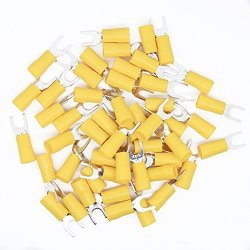 250pcs 10-12 Gauge Fork Terminal Yellow #10 Stud Insulated Wire Crimp SV5.5-5 