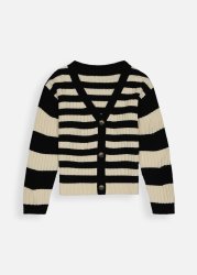 Striped V-neck Knit Cardigan