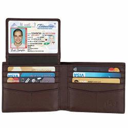 Wallet For Men-genuine Leather Rfid Blocking Bifold Stylish Wallet With 2 Id Window Cross Brown