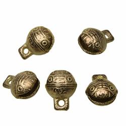 Pomeat 30PCS Antique Gold 0.7" X 0.6" Inches Brass Bells Vintage Indian Bells Charms Pendants For Crafting Home Door Decor