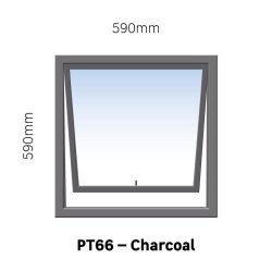 Aluminium Window Charcoal Top Hung PT66 1 Vent W600MM X H600MM