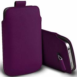 I-sonite Dark Purple Premium Slip In Pull Tab Sleeve Faux Leather Pouch Case Cover For Apple Iphone 7 XL