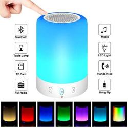 Bluetooth Speakers Poeces Hi-fi Portable Wireless Stereo Speaker With Touch Control 6 Color LED Themes Best Gift For Women And Children Upgraded Version