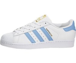 Adidas Youth Superstar Foundation White Blue Leather Trainers 5.5 Us