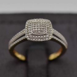 9CT Yellow Gold Cluster Engagement Ring