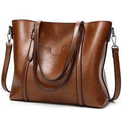 Women Uto Tote Bag Top Handle Large Capacity 13.3" Laptop Shoulder Bags Brown