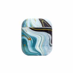 Mk Unique Marble Case For Airpods Case Accessories Shockproof Protective Cover Hard Shell Case And Gold Dust Guard 2IN1 Compatible With Airpods 1 &