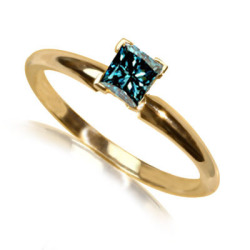0.35 Carats Blue Diamond Ring In 14k Gold