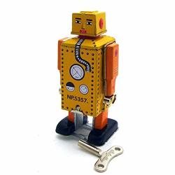 MS651 Small Steel Robot Tin Toy Tintoy Adult Collection Toys Novelty Wind-up Toys Gifts Yellow