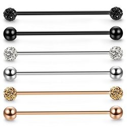 NASAMA 12-14G Stainless Steel Long Industrial Barbell Earrings Cartilage Helix Conch Body Piercing Jewelry