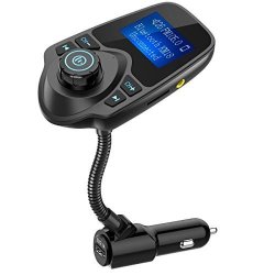 Wireless Nulaxy In-car Bluetooth Fm Transmitter Radio Adapter Car Kit With 1.44 Inch Display And USB Car Charger - Black Matte