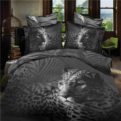 3d Duvet Bedding Black & Grey Leopard