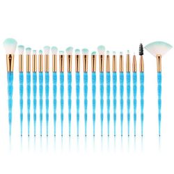 20 Piece Facial Make Up Synthetic Bristles Brush Set - Translucent Blue