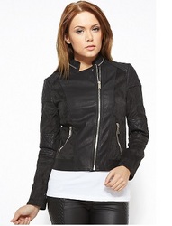 Leather And Suede Insert Bomber Jacket