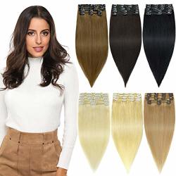 Rosebud Clip In Hair Extensions Remy Human Hair 8PCS 18 Clips Set 14-22 Inch