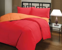 Bianca 100% Cotton Red & Oragne Stripe Filled Double Comforter 60 X 90 Inches BIA-DVC11C