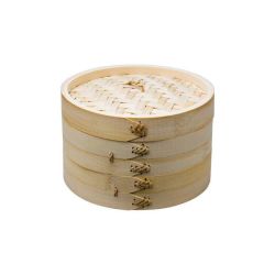 Oriental Bamboo Steamer 2 Tier With Lid