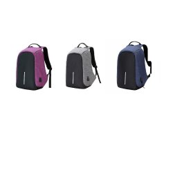 Anti-theft Back Pack - Grey navy lilac
