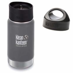 Klean Kanteen 12 Oz Wide Mouth Insulated Bottle Granite Peak With Leak Proof Caf Cap 2.0 And Loop Cap