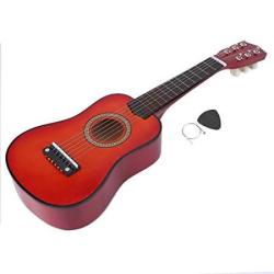 21INCH Guitar Guitar Stringed Instrument With One Pick And A String Music Educational Toy Gift For Kids Children Red Brown