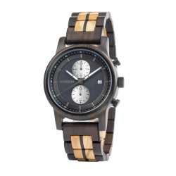Gents Chacate Preto And Olive Wood Chronographic Wooden Watch GT125-3