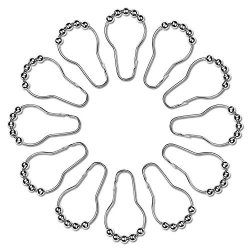 Hawatour 12PCS Shower Curtain Rings 100% Stainless Steel Shower Curtain Hooks Smooth Sliding And Operation - Polished Chrome Stainless Steel