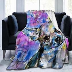 Plush Flannel Plush Blankets 60"X50" Chihuahua Dog Pet Puppy Abstract Animal Watercolor Painting Throw Blanket For Winter Daycare Ultra Soft And Large Easy Care