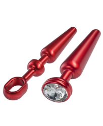 Alu-plug With Gemstone Medium - Red