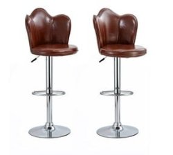 Petal Shaped Leather Bar Stools 2-IN-1 Box Brown